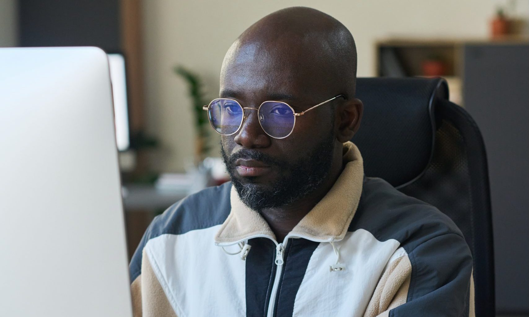 Man working over new software product